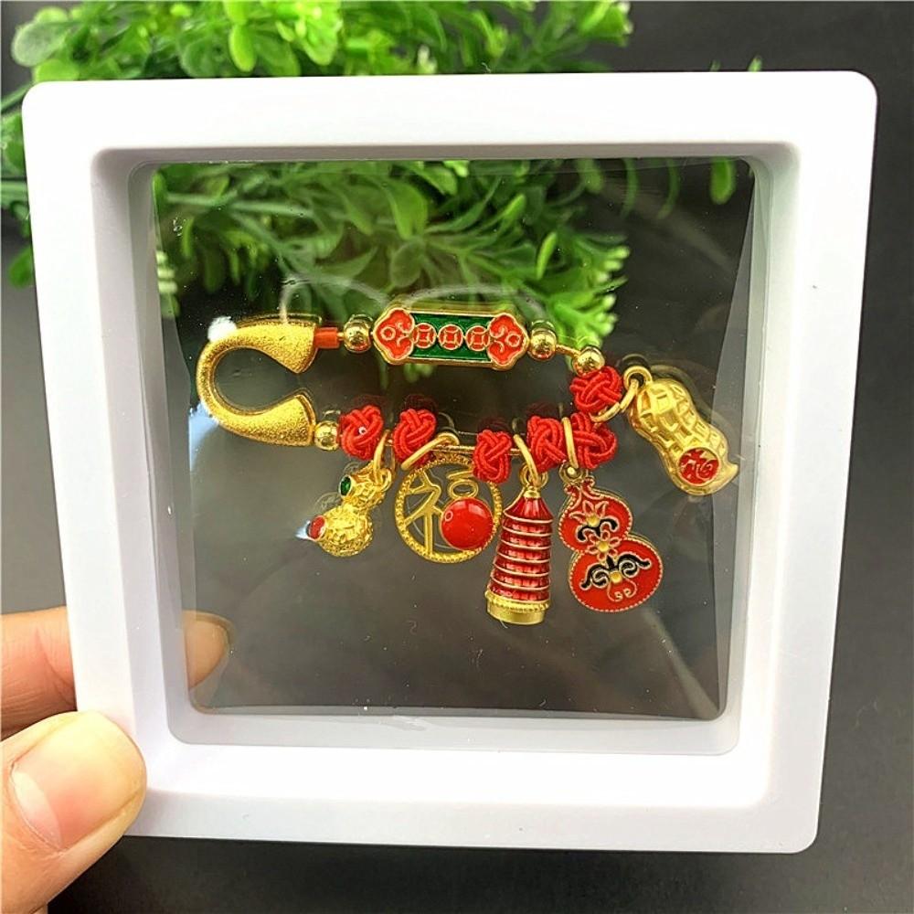 Clouds Peace Lock Red Lucky Brooch Pin Ancient Method Gold Alloy Pin  Jewelry Accessories