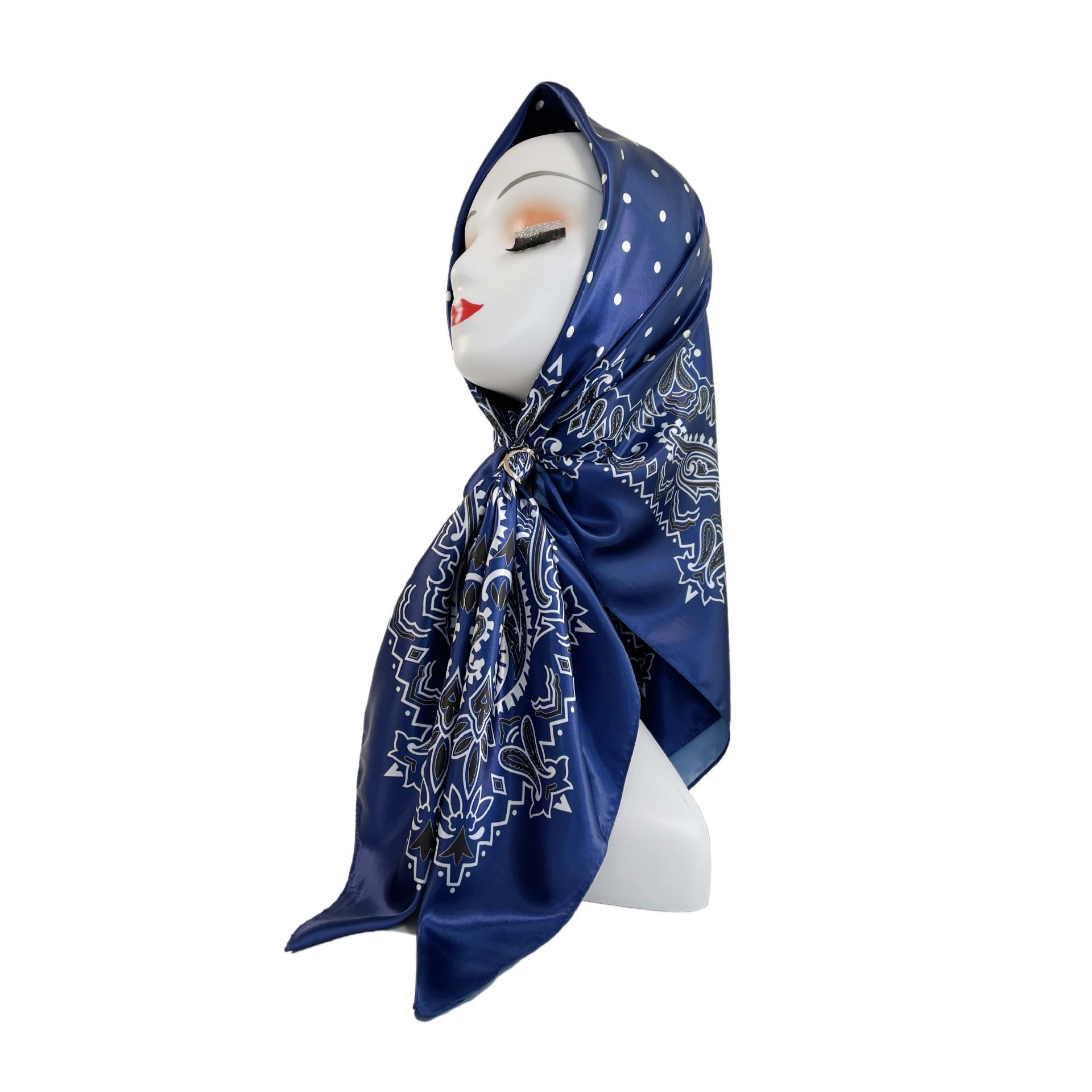 

Большой квадратный шарф с принтом кешью, шелковый шарф 90 см, новый тюрбан, шелковая атласная шаль, женский шарф 90*90cm