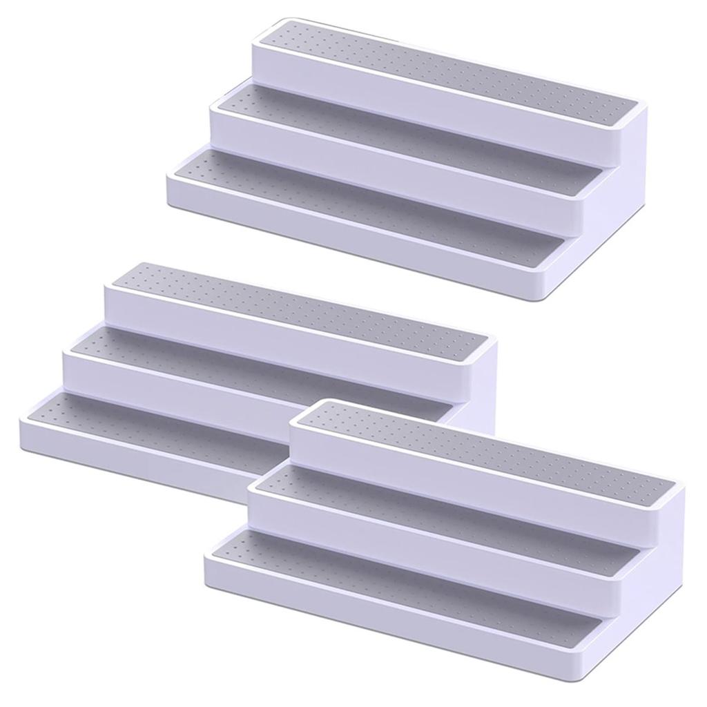 3pcs 3-Tier Spice Rack Organizer for Cabinet with Non-Skid , Kitchen Spice Storage & Pantry Organization
