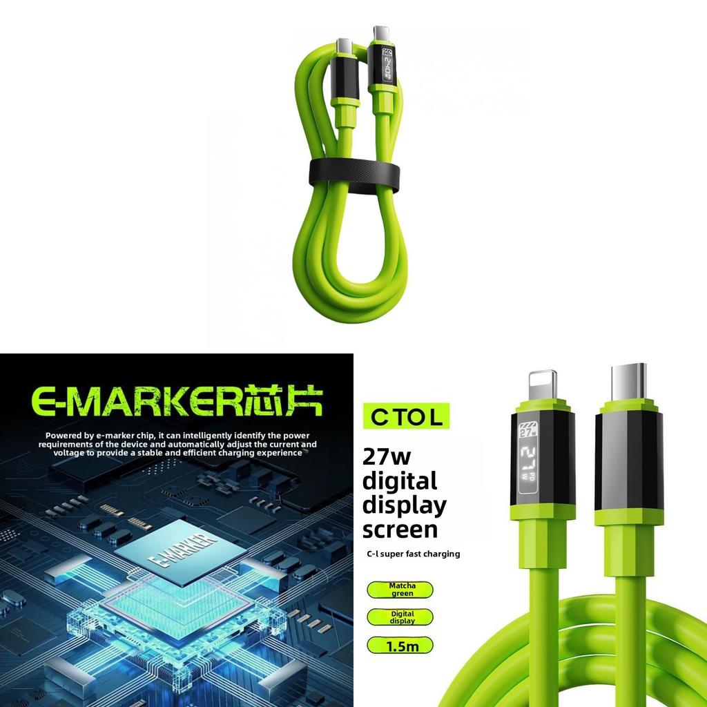 240w Fast Charging Silicone Data Cable With Visible Power Display For Apple Huawei Xiaomi Devices