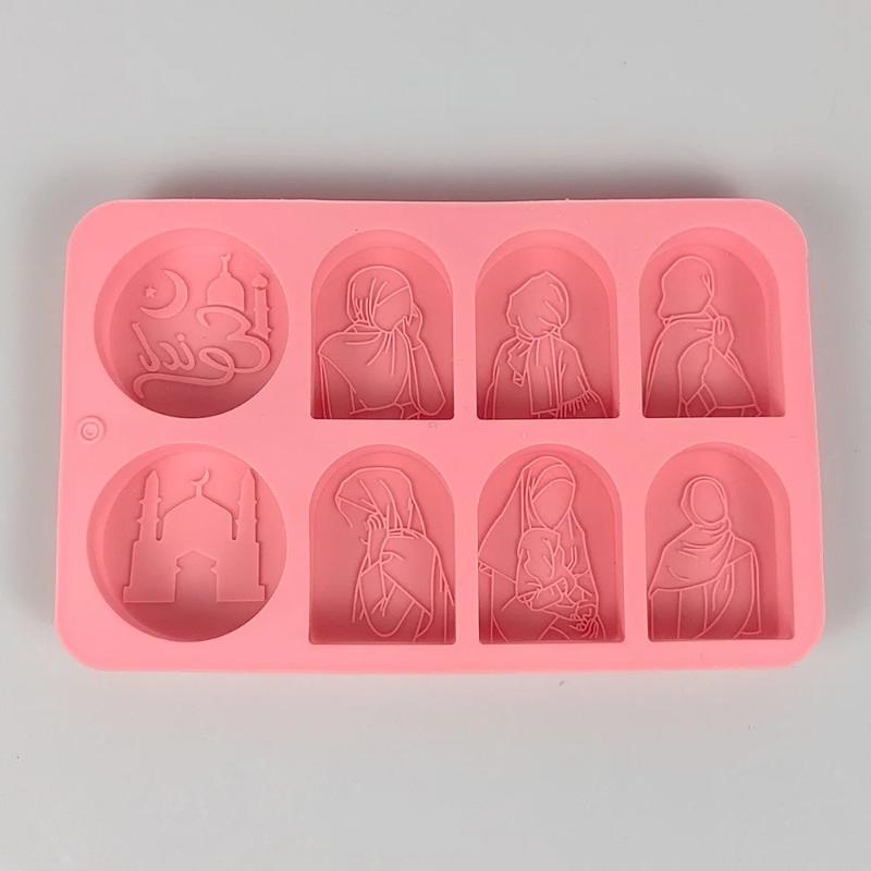 6-Cavity Eid Al Fitr Mubarak Ramadan Cake Mold - Islamic Image Dessert Soap Candle Maker Middle Eastern Festival Decor DIY