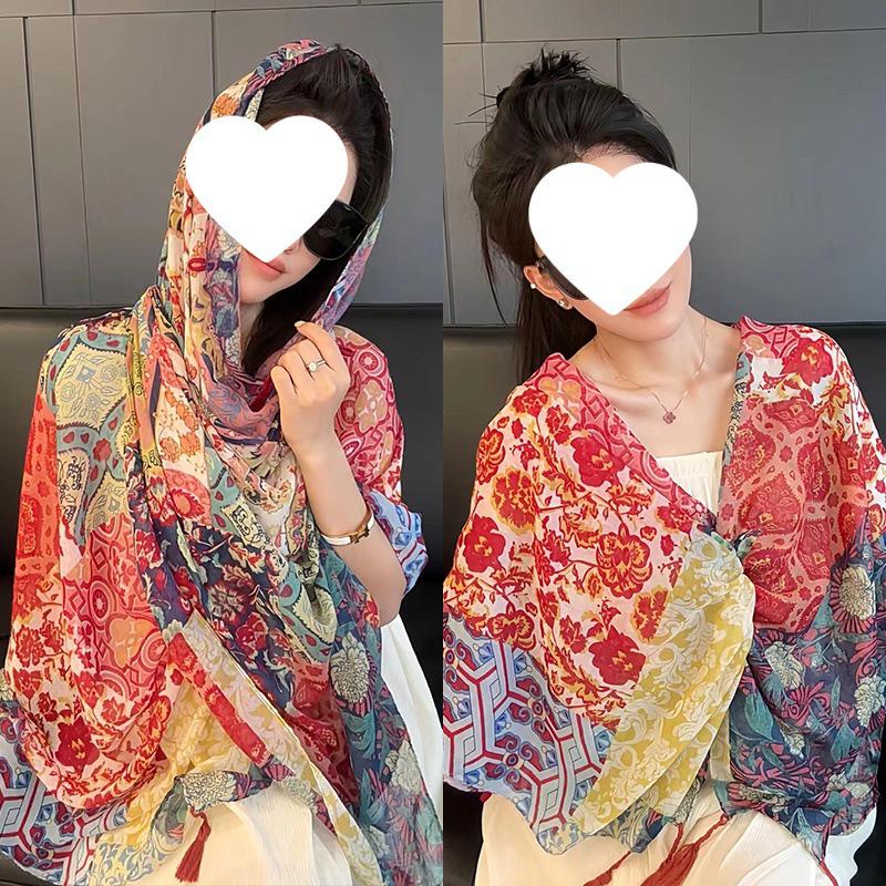 Ethnic Style Frog Button Summer Shawl for Women