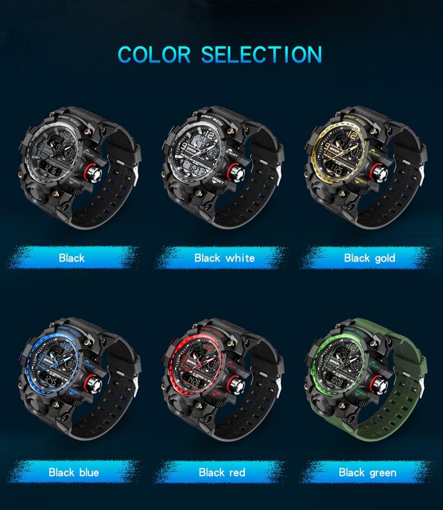 SANDA 3133 Sports Men's Electronic Watch Multi functional Dual Display Waterproof LED to Timing Men's Electronic Watch
