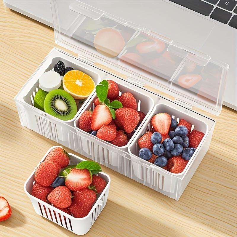 Refrigerator Food Drain Fresh-Keeping Box Fresh Vegetable Fruit Drain Storage Box Fruit Vegetable Drain Basket Kitchen Organizer