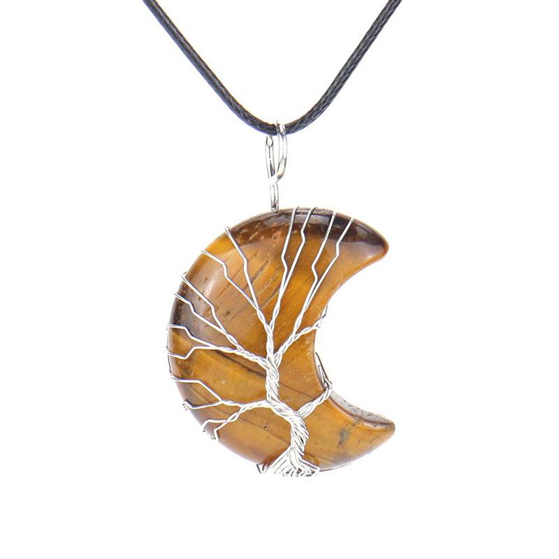 Handmade Winding Moon Natural Stone Winding Tree Of Life, Necklace, Fortune Tree Necklace N535