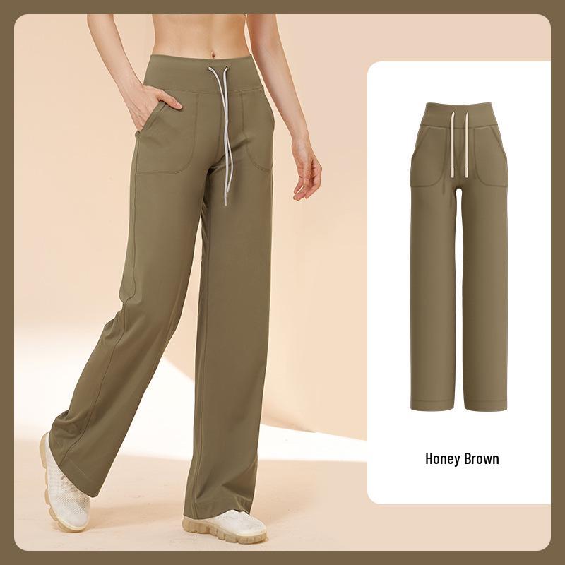 

Женские летние брюки для фитнеса с высокой талией, свободные, с широкими штанинами, на кулиске, из спандекса Medium