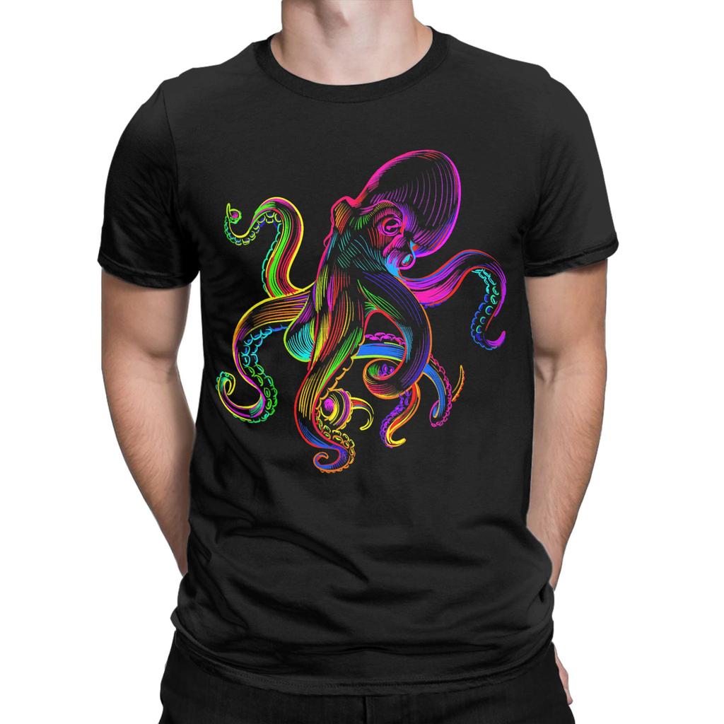 Funny Octopus sea Monster Pure Cotton T Shirt For Men Summer  Y2K Funny TShirts O Neck Harajuku Tee Shirt Wholesale Tops