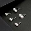 5 Pairs Round Ball Pearl Beads Stud Earrings Faux Pearl Earring for Women, White