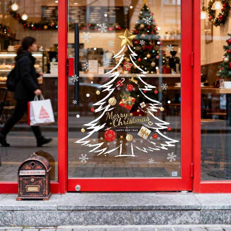 Christmas Decoration Christmas Tree Static Cling Stickers for Store Window Glass Doors
