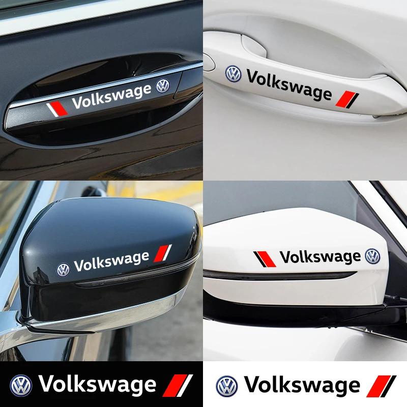 For Volkswagen 4PCS Car Door Handle Sline Badge Decoration Sticker Auto Applique Accessories For Volkswagen VW Golf Tiguan CADDY