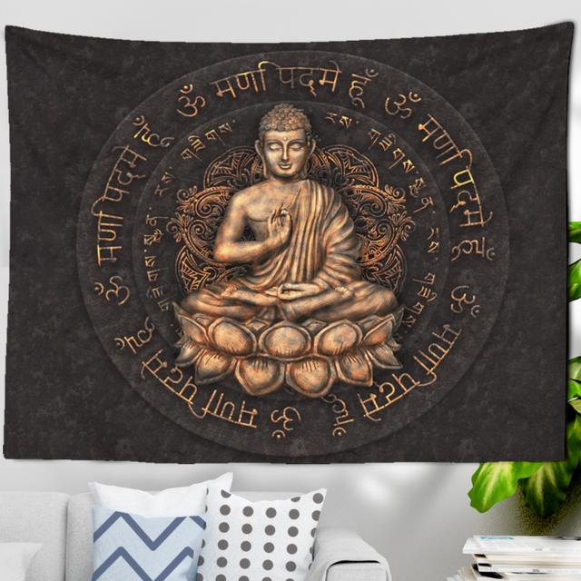 Buddha Print Tapestry Wall Hanging Meditator Backdrop Wall Decoration Indian Boho Mandala Hippie Home Decor Accessories