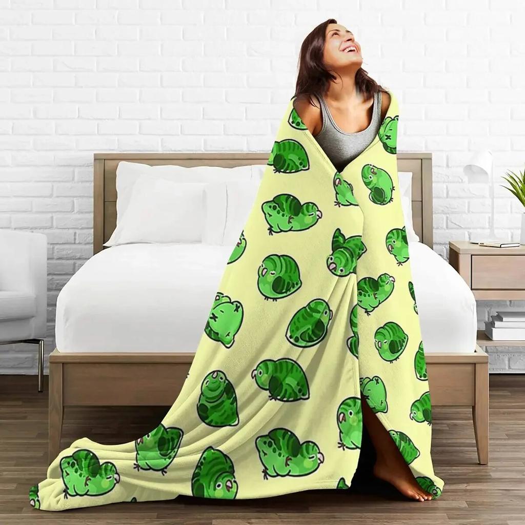 Linnie Doots - Green On Yellow Blankets Soft Warm Flannel Throw Blanket Bedding for Bed Living Room Picnic Travel Home Couch