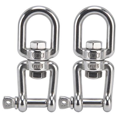 2Pcs 8mm 360 Degrees Rotating Ring Snap 304 Stainless Steel OX Detachable Chain Shackle Hooks