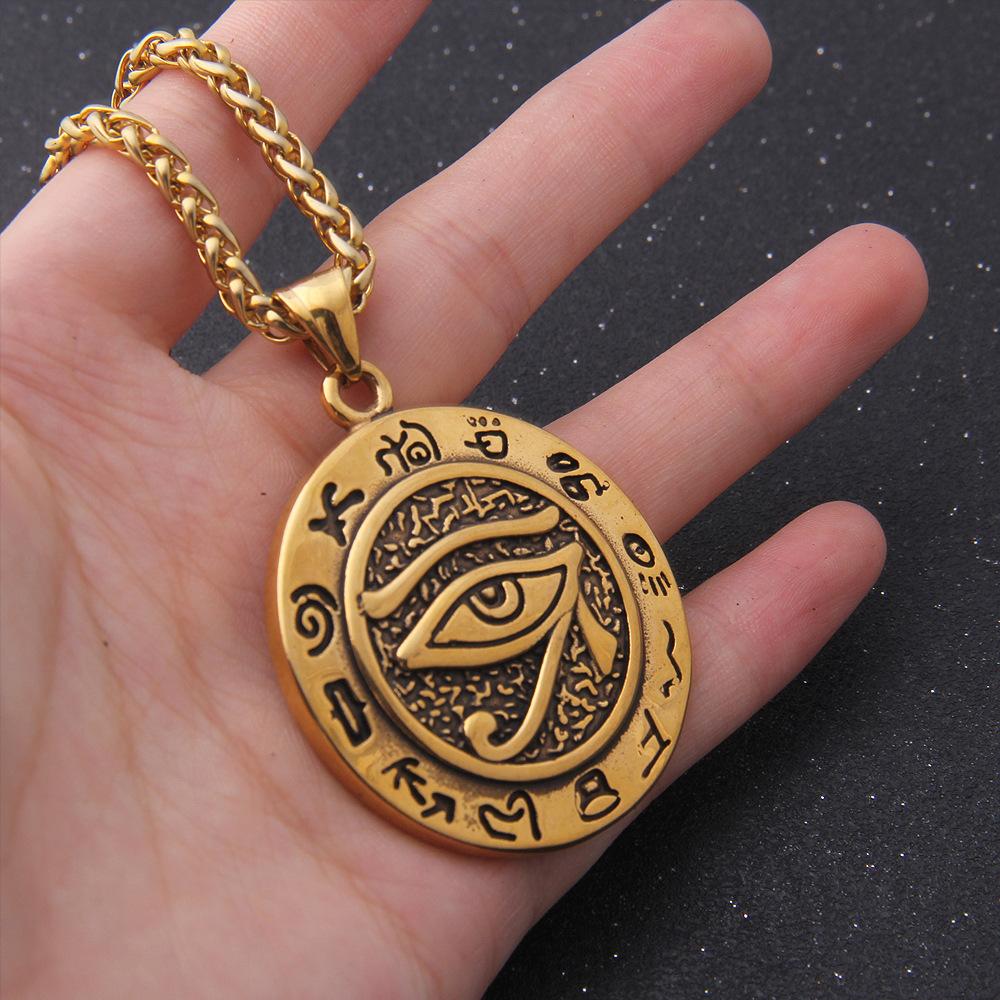 Collier pendentif œil vintage œil qui voit tout pour hommes et femmes, amulette religieuse, bijoux