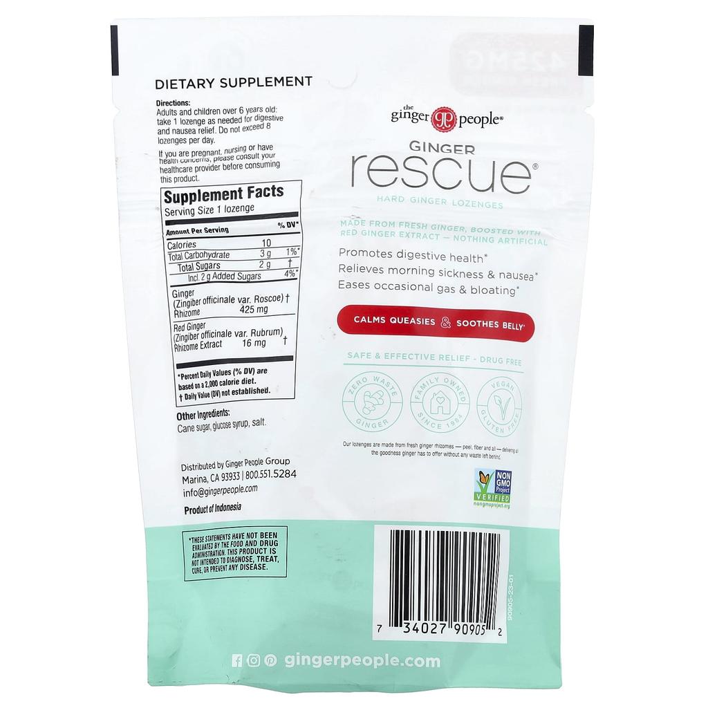 The Ginger People, Ginger Rescue®, Hard Ginger Lozenges, 30 Individually Wrapped Lozenges
