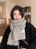 New couple scarf women's autumn and winter versatile Japanese Korean version white knitted wool scarf men's trendy and cute