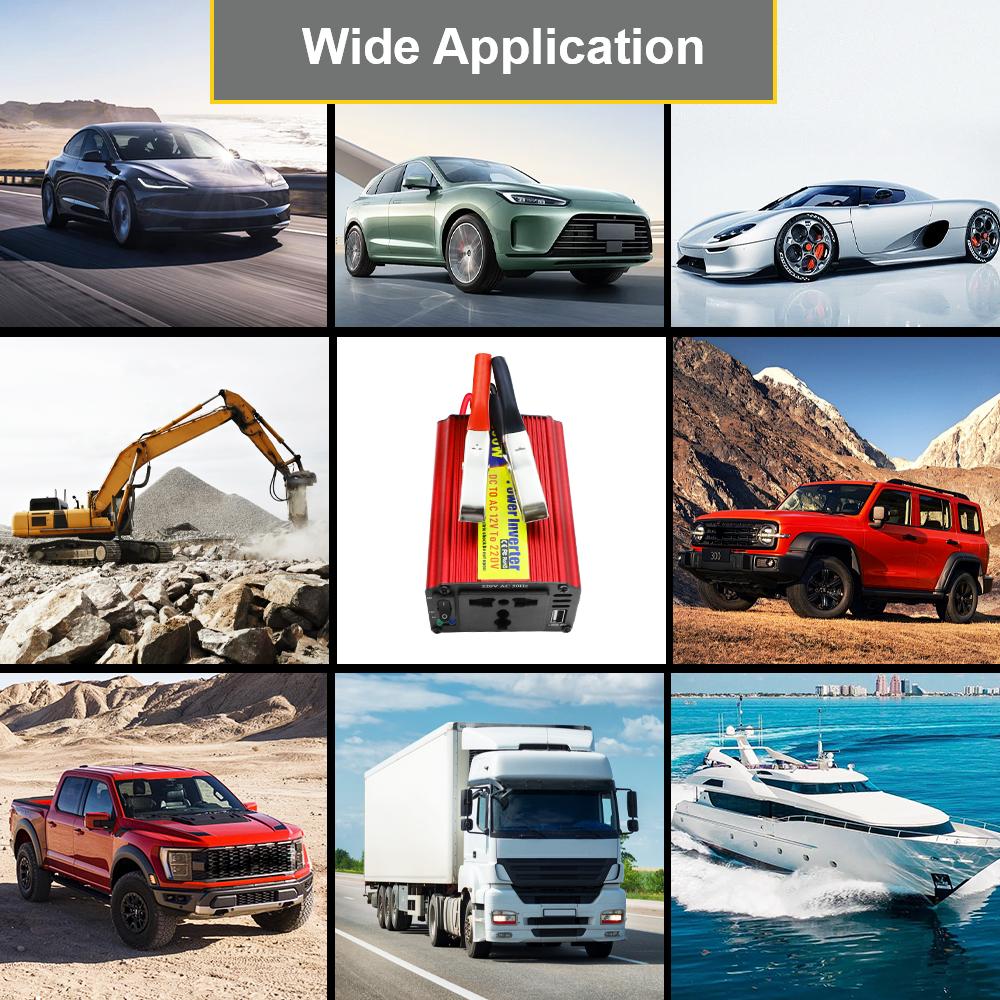 Car power inverter DC/AC converter universal AC socket with USB charger port 200W cigarette lighter plug/clip adapter DC 12V to AC 220V