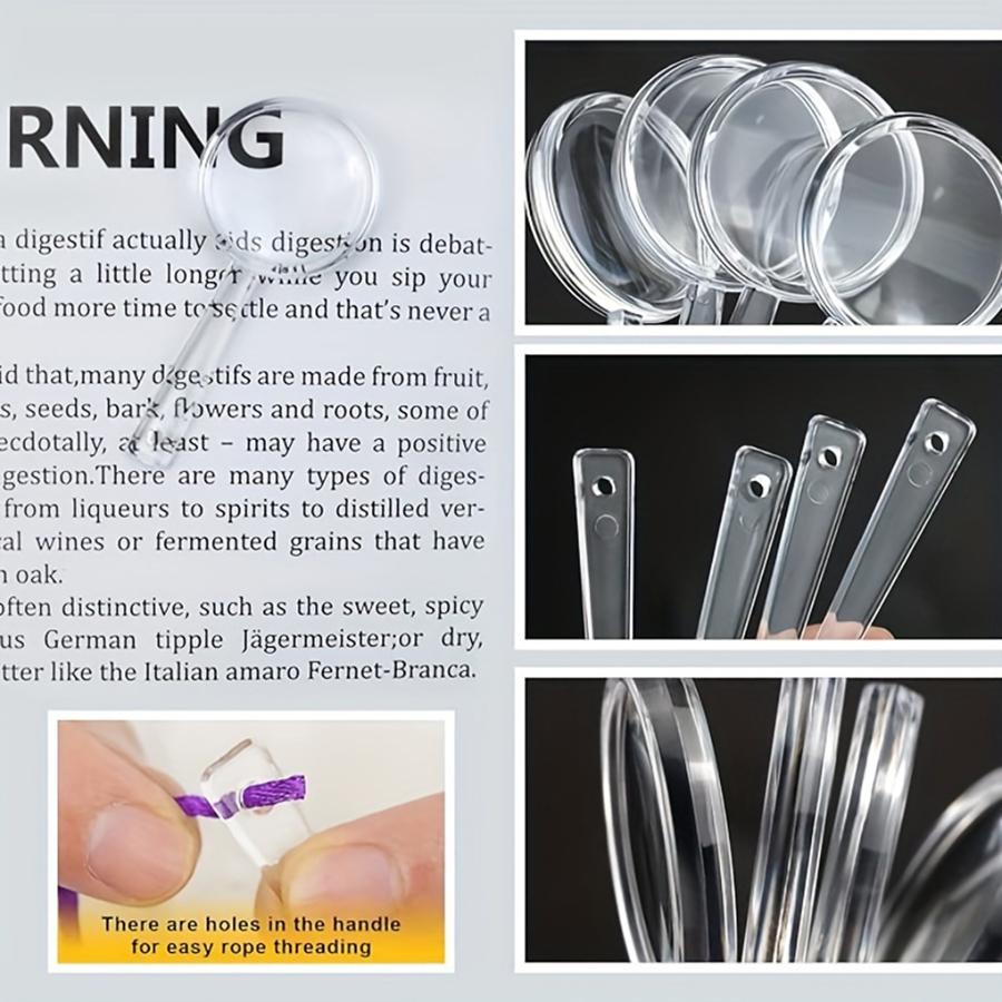6/12Pcs 8.9cm Mini Magnifying Glasses | Clear Plastic Handheld Magnifiers for Reading, Student Science, Hobby & Classroom Use