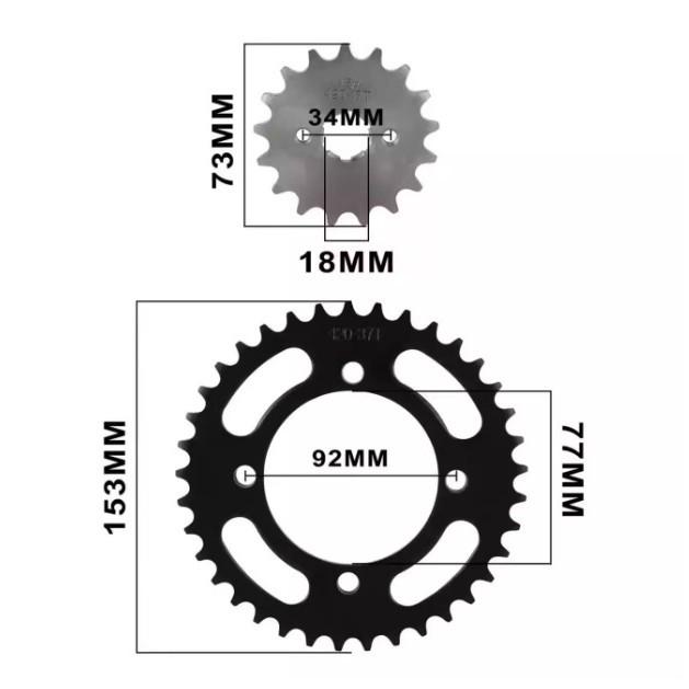 420 Model Aluminum Sprocket Gear Chain Kit for 50cc Motorcycles