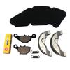 Address V125 G S Front and Rear Brake Pads, Shoes, Air Filter, and NGK Spark Plugs (CR6HSA) - Replacement Parts Set (A-BPK-30003S)