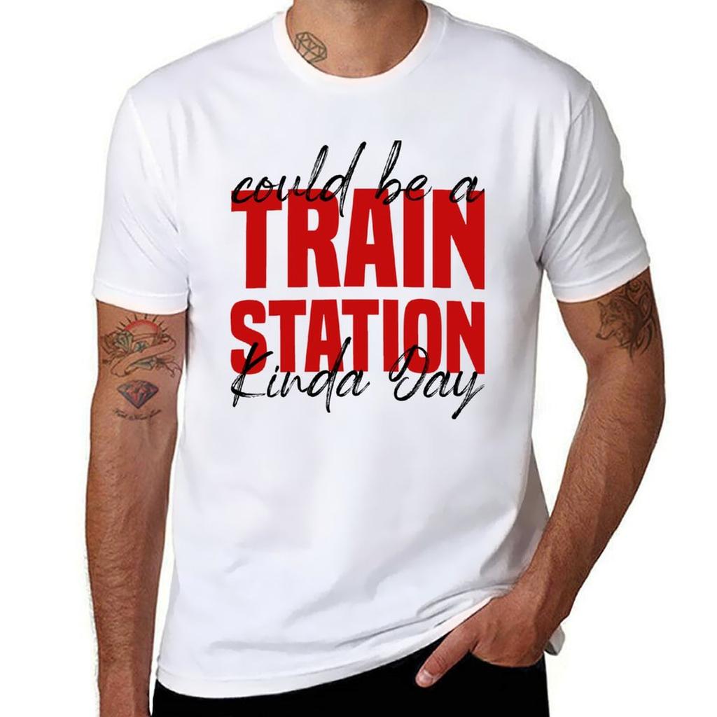 Could Be A Train Station Kinda Day TShirt Relaxed Casual Short Sleeve Tee
