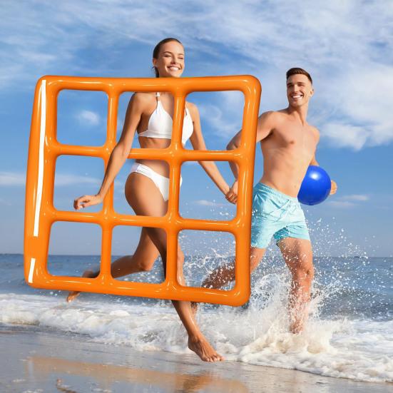 Inflatable Pool Tic-Tac-Toe Game Waterproof Floating Board with Balls Family Outdoor Water Toy for Kids Adults