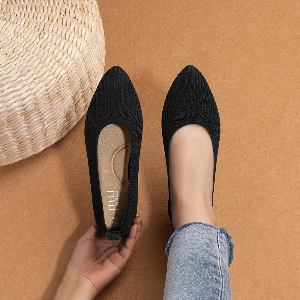 Women's Ballet Flats Mesh Pointed Toe Sneakers Ladies Breathable Comfortable Dressy Women Slip On 4 Seasons Flats Shoes