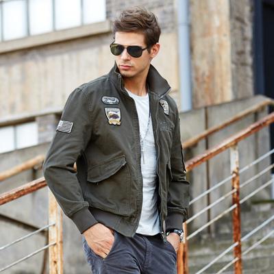 Jachetă Nouă Air Force One de Primăvară și Toamnă Guler Înalt Bumbac Mărime Mare Jachetă Casual pentru Bărbați Stil Militar
