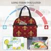 Heraldic Red Lis Expensive Kingly Gold Lily LYS Fleur Pattern Insulated Lunch Bag Reusable Portable Thermal Bento Tote for Work