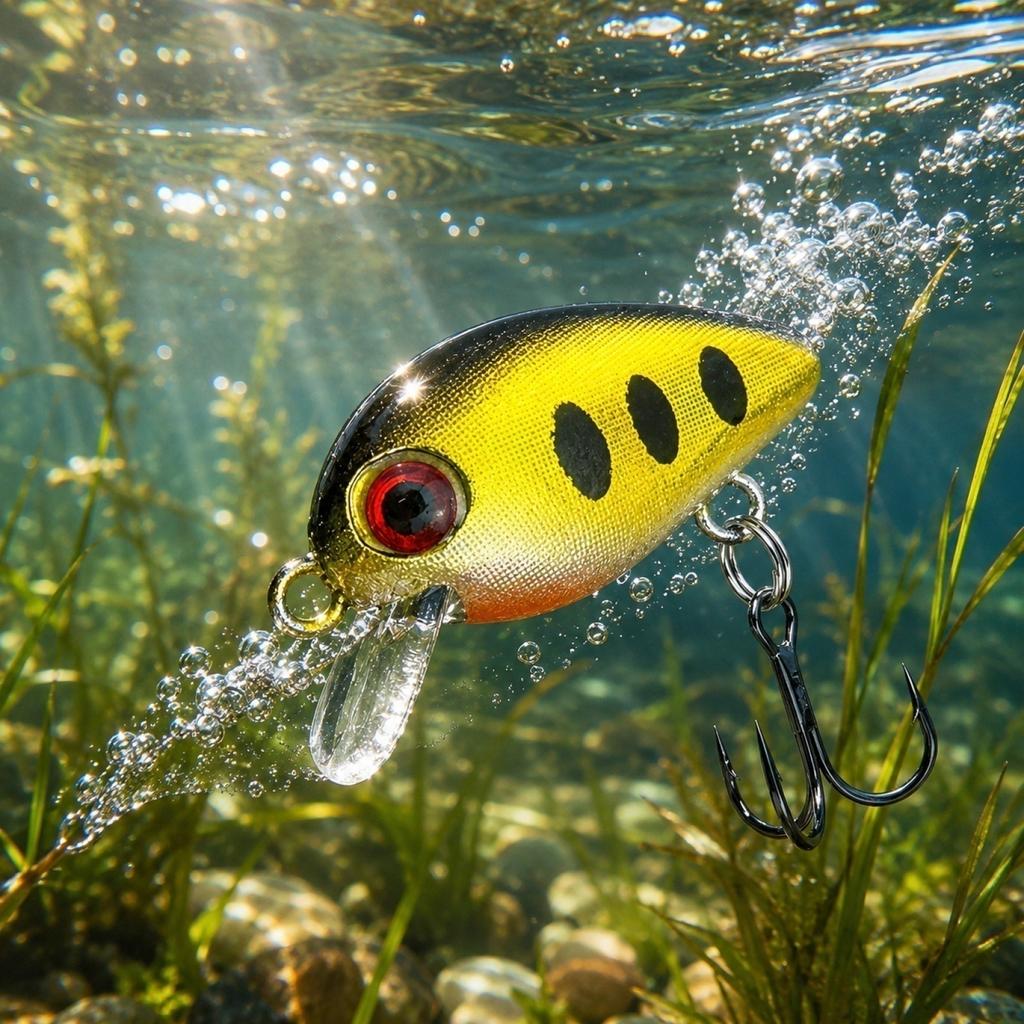 1 8g Mini Crankbait Fishing Lure Floating Hard Bait with Three Treble Hooks Laser Coating for Freshwater Fishing