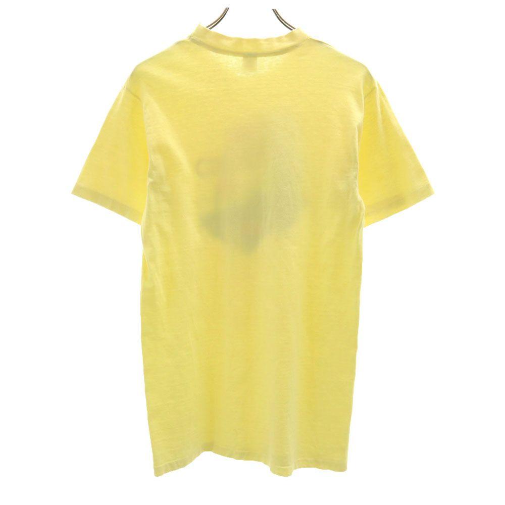 Hanes 70s Made in USA Vintage Print Short sleeve T-shirt M 38-40 yellow Men's Used