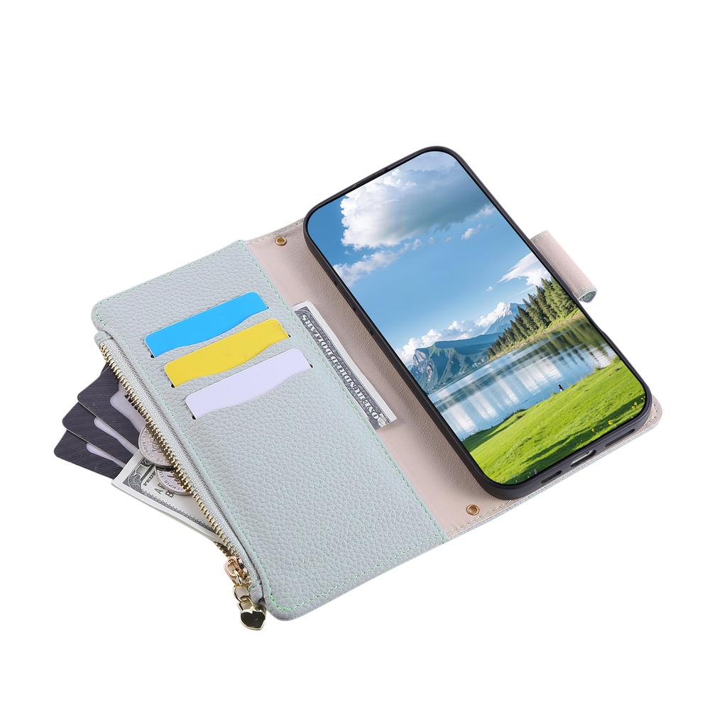 For Samsung Galaxy S24 Ultra Case Zipper Wallet Leather Phone Cover with Wrist Strap