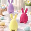 Colorful Flocking Easter Rabbit Resin Ornament Bunny 'Happy Easter Day 2026' Home Desktop Decoration Kids Birthday Gift