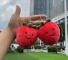 10CM Red Strawberry Fruit Cute Face Expression Stuffed Garden Series Plush Comfort Toy