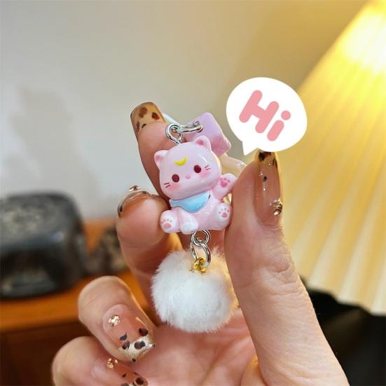Bag Pendant Lightweight Mini Cat Furry Ball Charm Key Chain with Bow Decoration Mobile Phones Keychains Gift Accessory