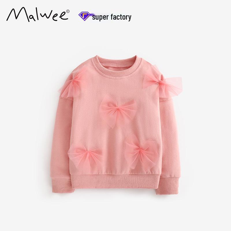 

Malwee Girls Autumn/Winter Sweatshirt: European & American Style Round Neck Long Sleeve Pullover for Kids 100 cm