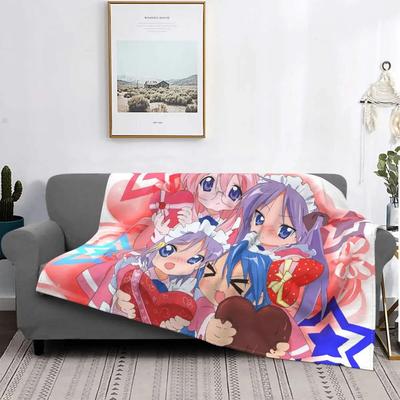 Kawaii Cute Lucky Star Fuzzy Pături Anime Konata Izumi Miyuki Kagami Pături personalizate pentru pat, canapea, cuverturi de pat