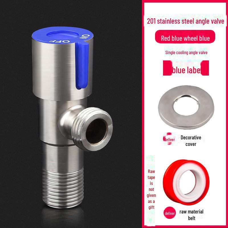 All-Copper Triangular 4-Point Valve: 304 Stainless Steel, Hot/Cold Water Heater, Three-Way Inlet, Dual Outlet Stop Valve