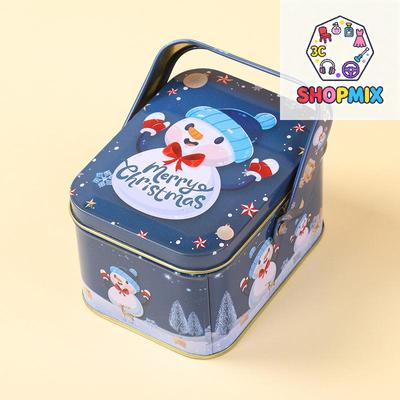 Cute Christmas Tin Gift Box Iron With Handle Metal Candy Box Exquisite Santa Claus Tinplate Candy Box