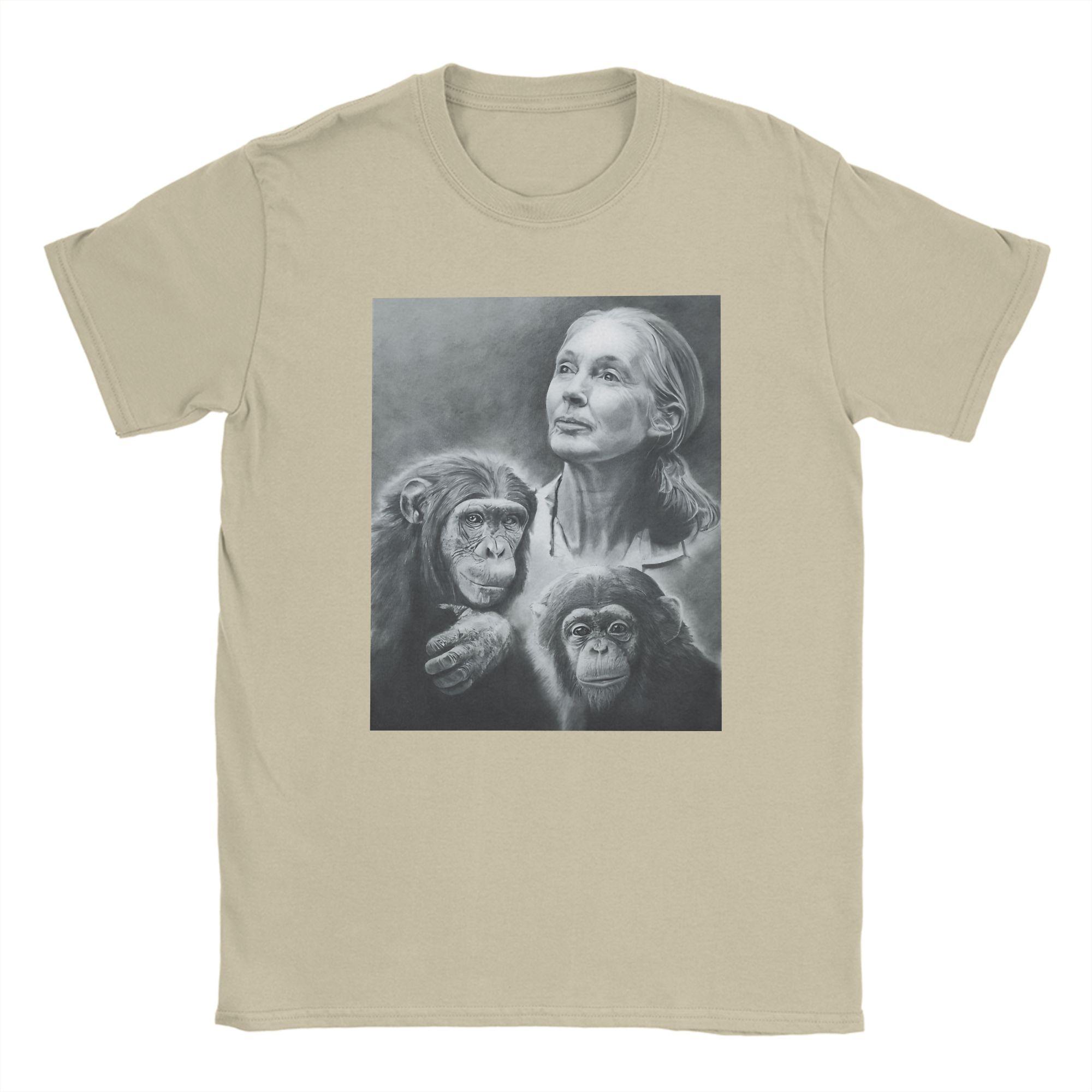 

Chimpanzee Jane Goodall T Shirt Beach 100% Cotton T Shirts For Man Hipster Casual Tshirt Short Sleeves Y2K Fun Tees L