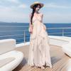 Heavy Industry Neck Sling Dress Women's Summer Long Dress Photo Backless Seaside Vacation Beach Dress Apricot Other