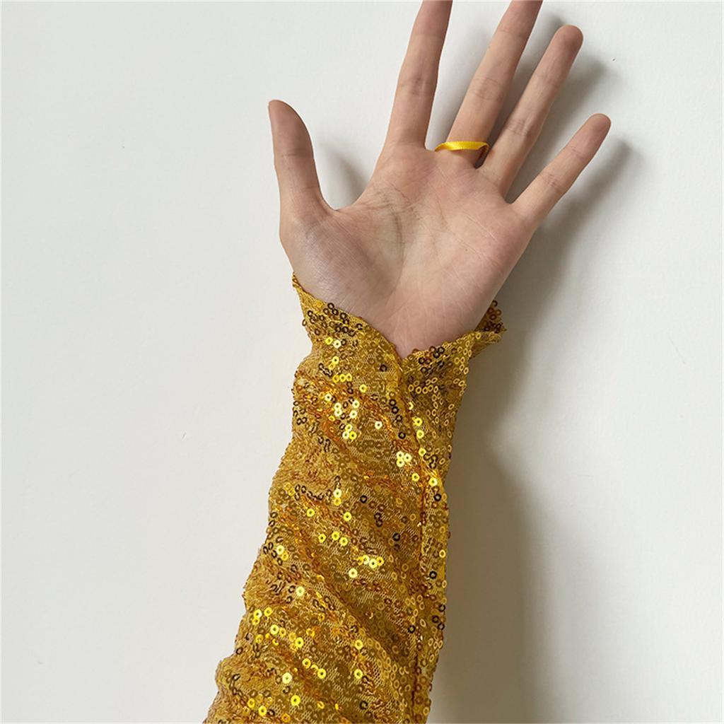 1pair Reflective Sequins Gloves Glitter Long Gloves Comfortable Breathable Glove for Costume Parties