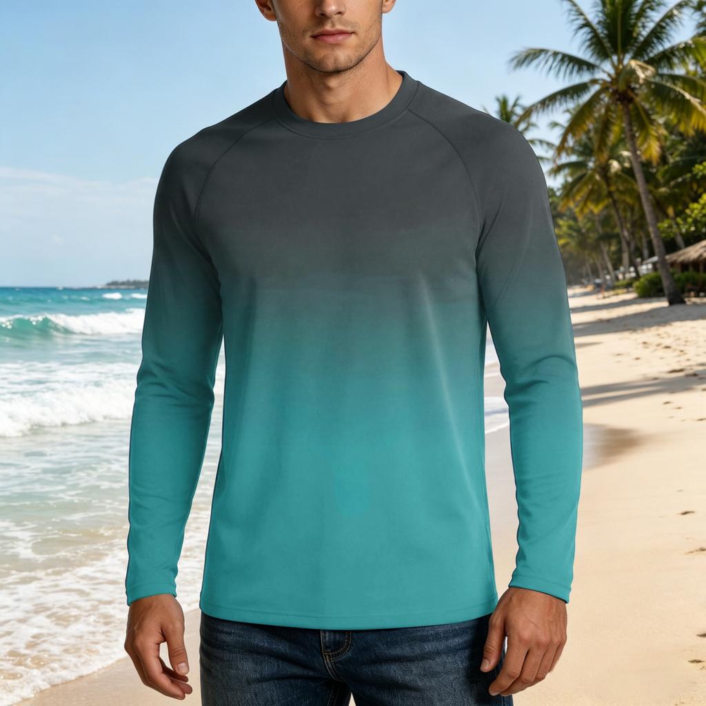 Men's Long Sleeve Outdoor Shirt UPF50 Plus Sun Protection Breathable Loose Fit Summer Casual Lightweight Quick Drying T-Shirt