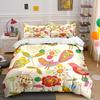 Colorful Cartoon Birds With Floral Print Soft Comfortable Duvet Cover Bedding Set Included 1*Duvet Cover 2*Pillowcases