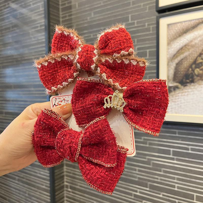 Rote Schleife Prinzessinnenkrone Haarspange für Mädchen - Elegantes Herbst-/Winter-Accessoire