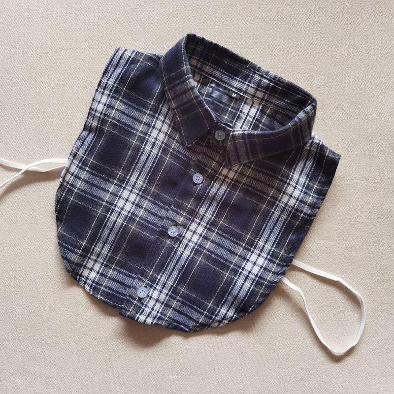 Plaid Women Shirt False Collars White  Removable Lapel Collars For Women Fake Collar Women Detachable Collars Nep Kraagie