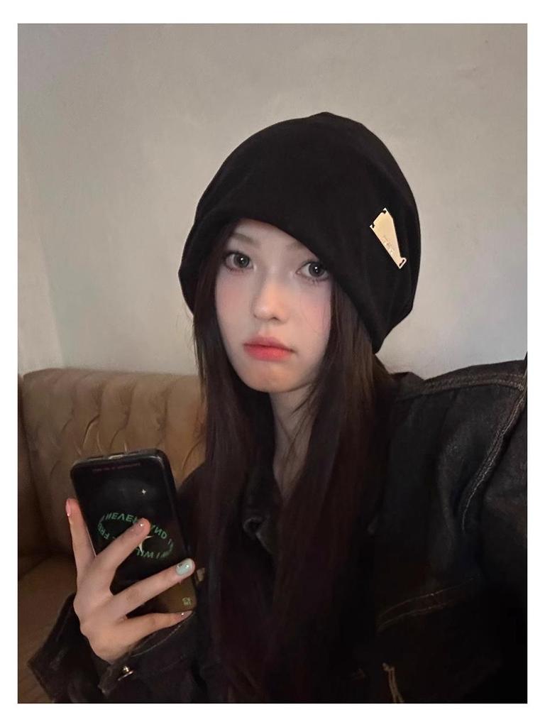 Korean-Style Oversized Pullover Hat for Women - Fashionable Autumn/Winter Design with Face Framing