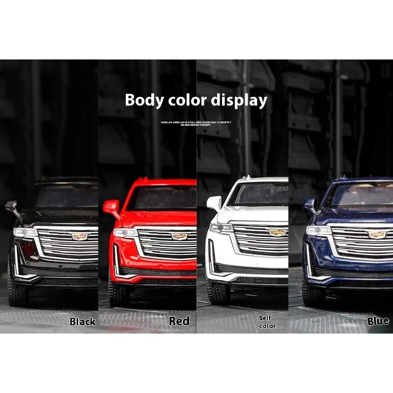 1/32 Scale Cadillac Escalade Off-road Vehicle Simulation Diecast Metal Alloy Model Car Sound Light Pull Back Collection Toy Gifts