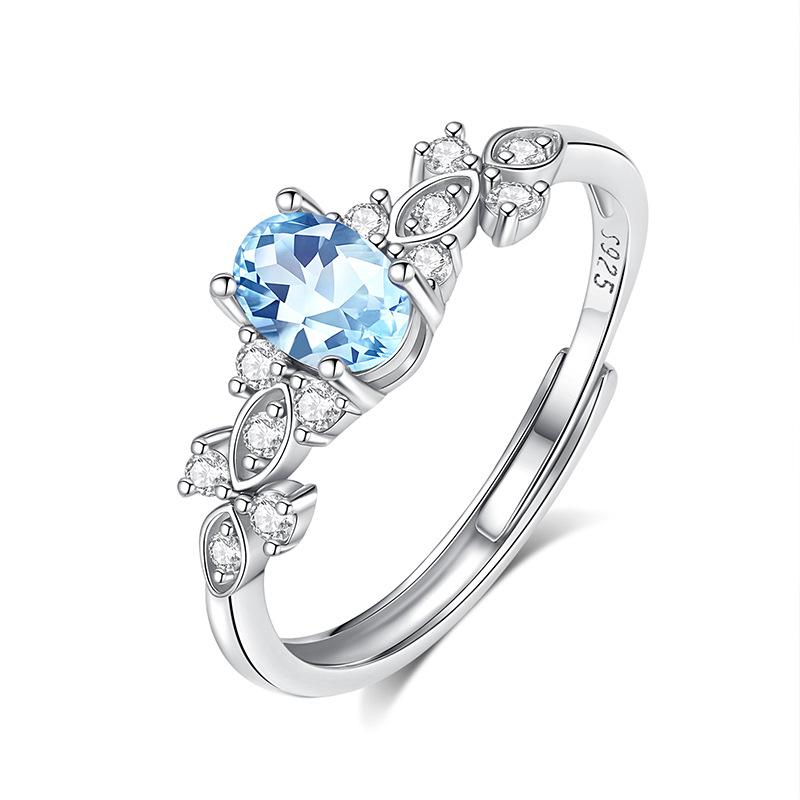 Europe, America, Fashion Natural Stone Pigeon Egg Jewelry S925 Sterling Silver Ring Women's Leaf Design Premium Ring Women's