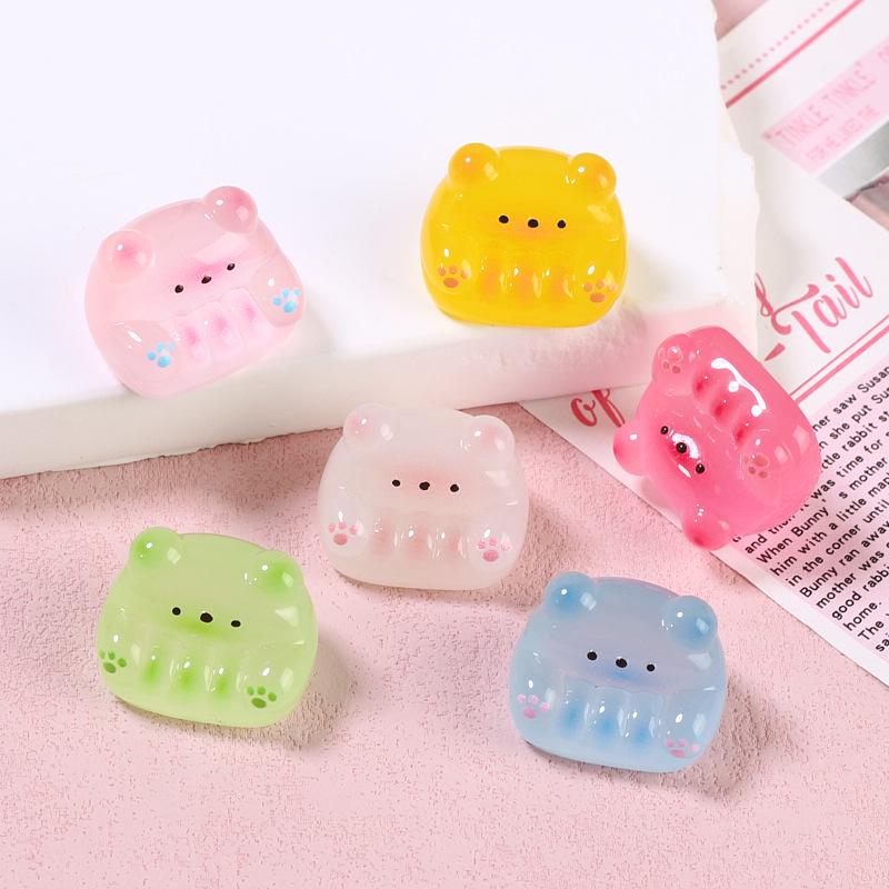 Handmade Resin Hair Clips & Croc Charms with Luminous Bear and Cartoon Designs
